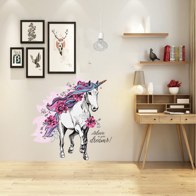 Magický Bežiaci Kôň Odnímateľná Nálepka Na Stenu Z Pvc Na Pozadí Nálepky Do Detskej Spálne