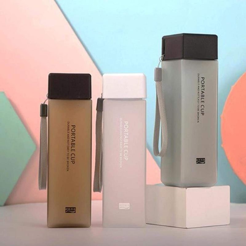 1ks 500ml Priehľadný Štvorcový Plastový Matný Pohár Na Vodu Vonkajší