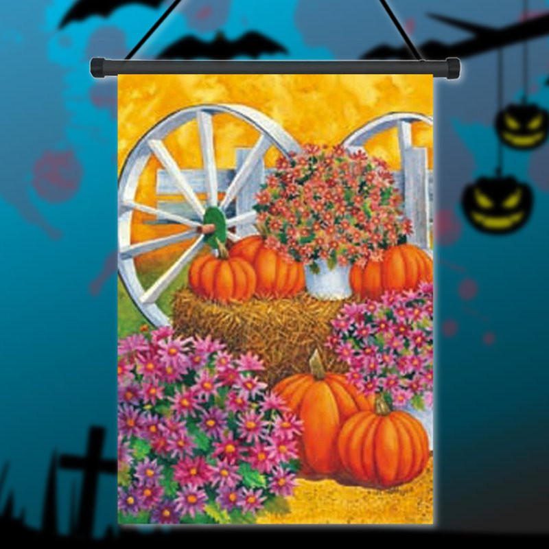 28'' X 40'' Koleso Tekvicového Vozňa Jeseň Dekorácia Vlajka Domu Veľký Banner Dekorácie