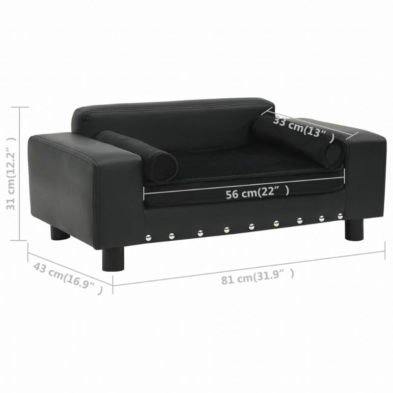 Pohovka Pre Psa Čierna 31.9" X 16.9" X 12.2" Plyš A Umelá Koža