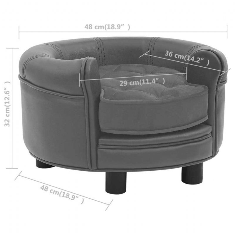 Pohovka Pre Psa Sivá 18.9" X X 12.6" Plyš A Umelá Koža