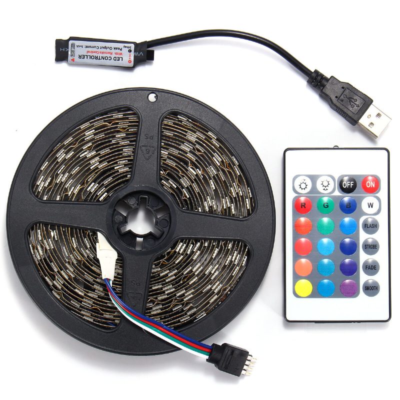 0.5/1/2/3/4/5m Smd5050 Rgb Led Pásik So Súpravou Na Podsvietenie Tv + Diaľkové Ovládanie Usb Dc5v