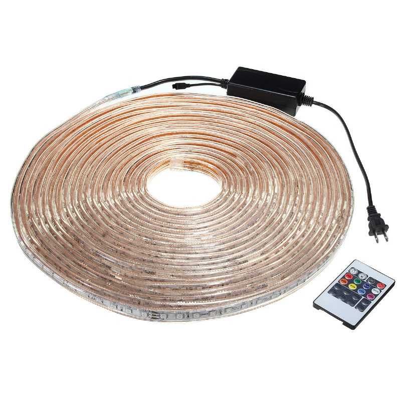 10/15m Smd5050 Led Rgb Flexibilné Lano Vonkajšie Vodotesné Pásové Svetlo + Zástrčka + Diaľkové Ovládanie Ac110v