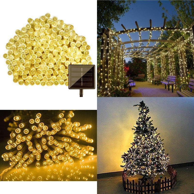 100led 12m Solárne Osvetlenie Rozprávkové Reťazové Svietidlá Vianočná Párty Výzdoba Záhrady Vonkajšie