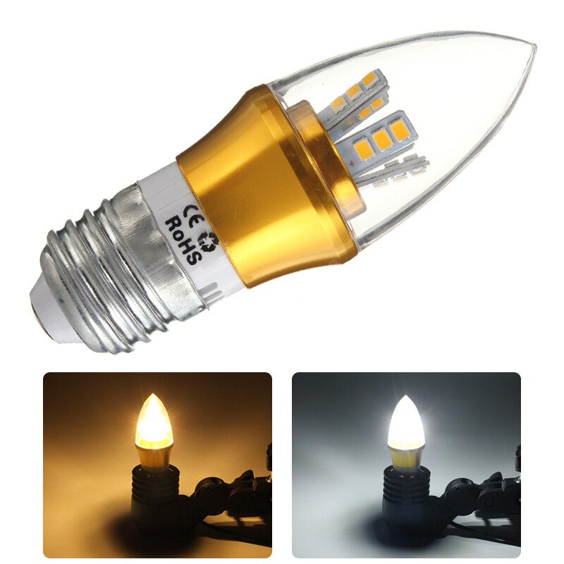 10w 220v E27 E14 E12 B22 B15 Stmievateľná Led Žiarovka V Tvare Sviečky Pre Domáce Lustre Nástenná Lampa Na Stôl