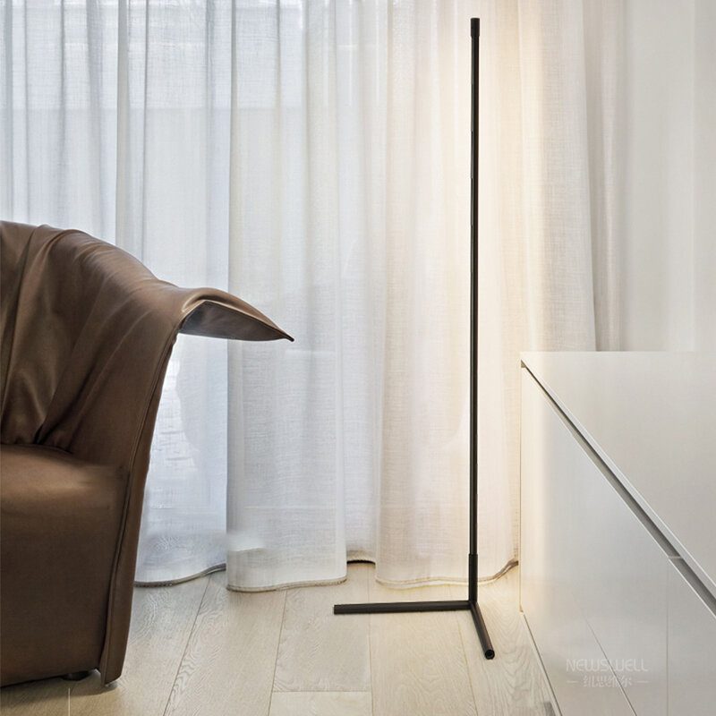 1.1/1.4/1.6m Led Rohová Podlahová Lampa Teplá Biela Čierna Kryt Bez Blikania