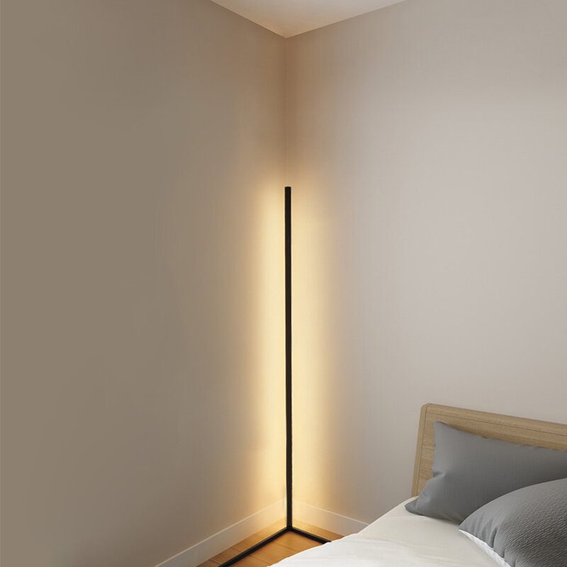 1.1/1.4/1.6m Led Rohová Podlahová Lampa Teplá Biela Čierna Kryt Bez Blikania