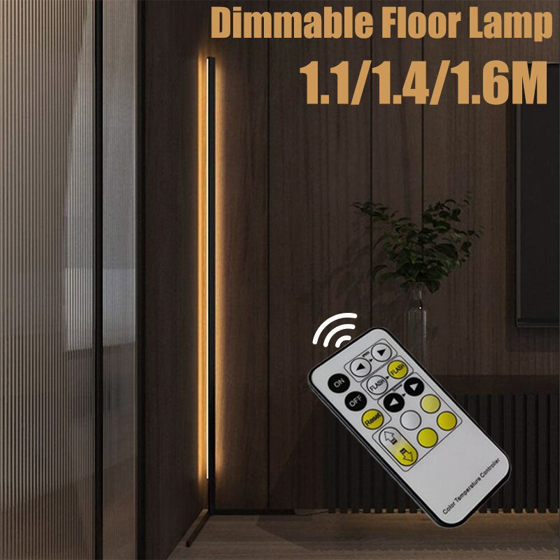 1.1/1.4/1.6m Led Stmievateľné Rohové Stojacie Svietidlo S Diaľkovým Viacfarebným Čiernym Krytom