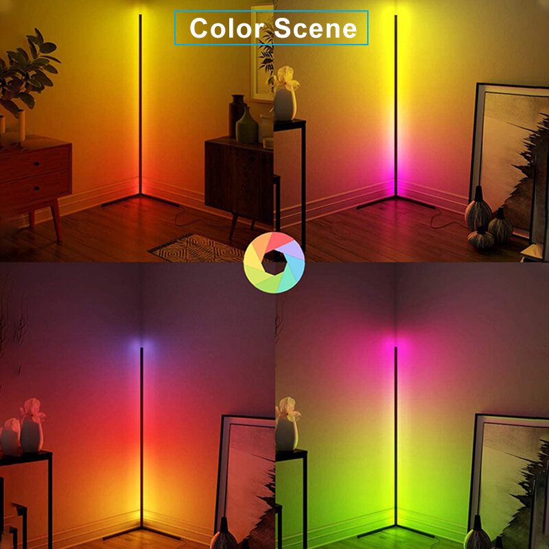 1.1/1.4/1.6m Rgb Rohová Podlahová Lampa Moderné Farebné Diaľkové Minimalistické Stojace Led Svetlo