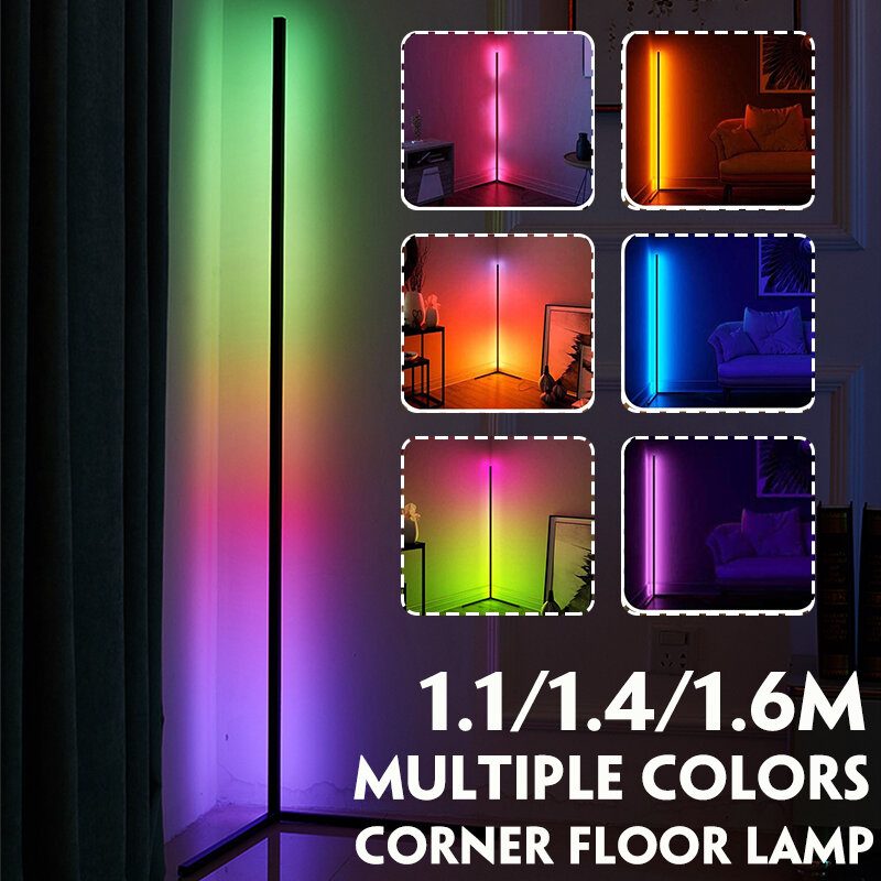 1.1/1.4/1.6m Rgb Rohová Podlahová Lampa Moderné Farebné Diaľkové Minimalistické Stojace Led Svetlo