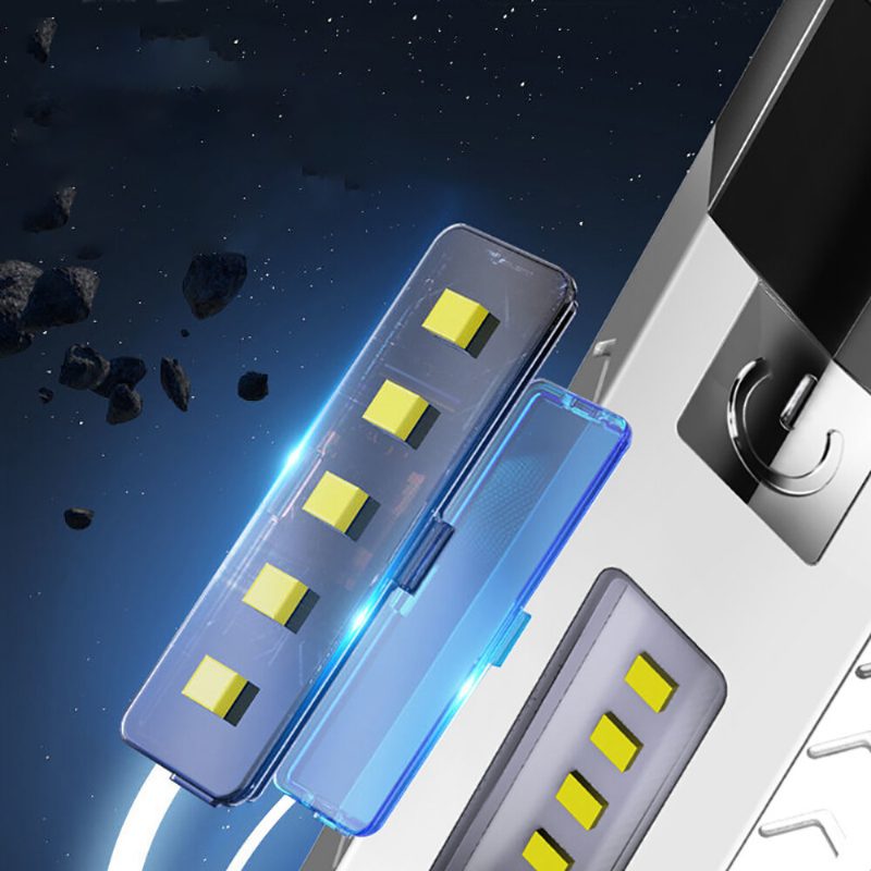 2 * Led + 5 * Cob Baterka S Tromi Zdrojmi Svetla 18650 Usb Nabíjateľná Prenosná Vodotesná Led S Funkciou Power Banky