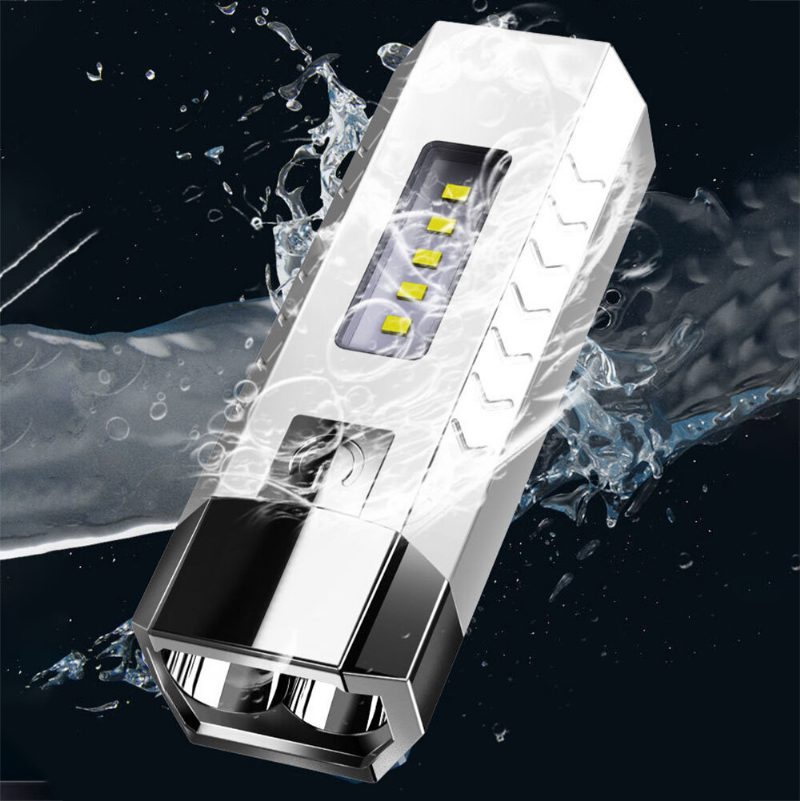 2 * Led + 5 * Cob Baterka S Tromi Zdrojmi Svetla 18650 Usb Nabíjateľná Prenosná Vodotesná Led S Funkciou Power Banky