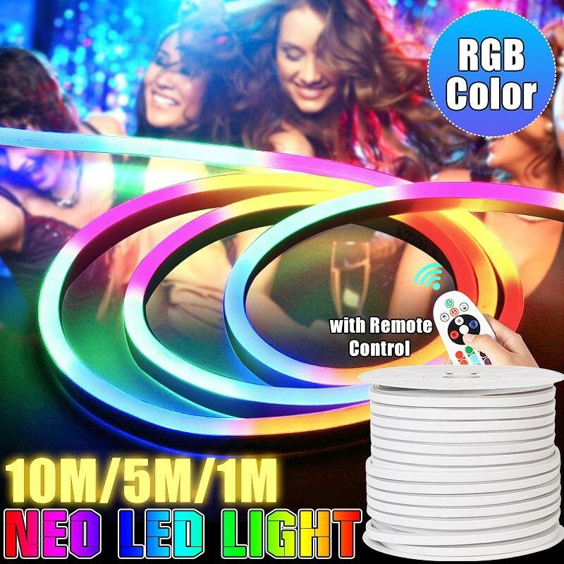 220v Led Pásik 8*16mm Rgb Neónové Flexibilné Lanové Svetlo 1/5/10m Vodotesná Led Páska 5050 Led Neónová Ohybná Trubica Ip65 Strunová Lampa Viacfarebná Pre Domáce Diy Vianočné Dekorácie