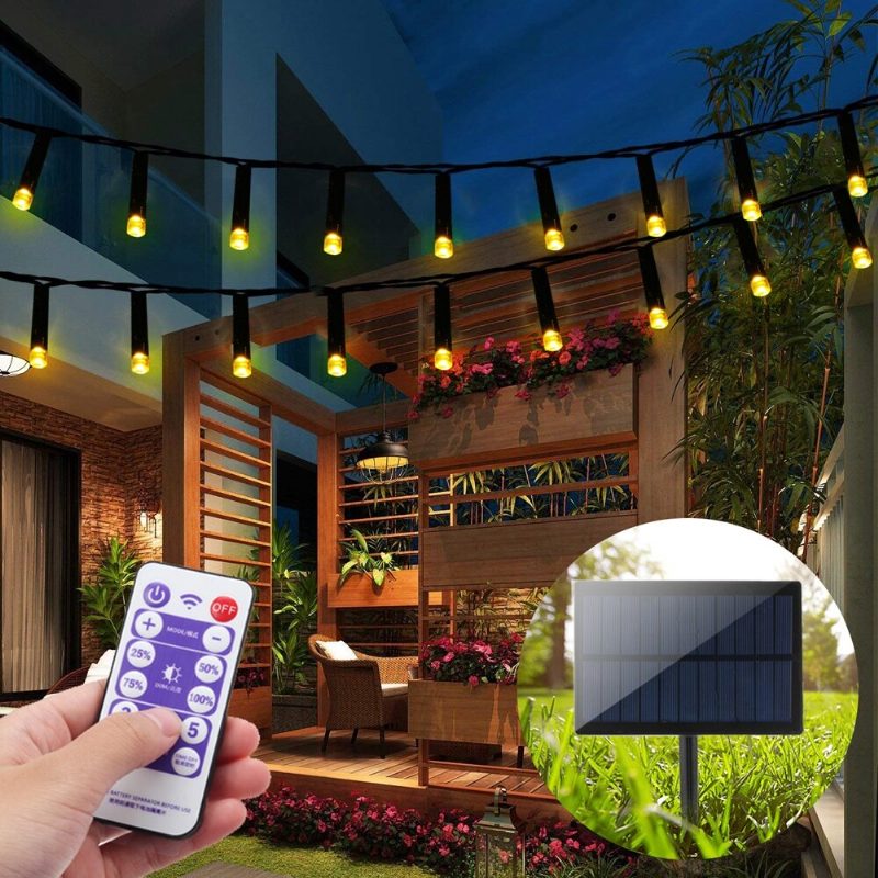 22m 200 Led Solárne Napájaný Rozprávkový Reťazec Svetlo Party Vianočné Ozdoby Na Stromček Svetlá Záhrada Vonkajšie Diaľkové Ovládanie