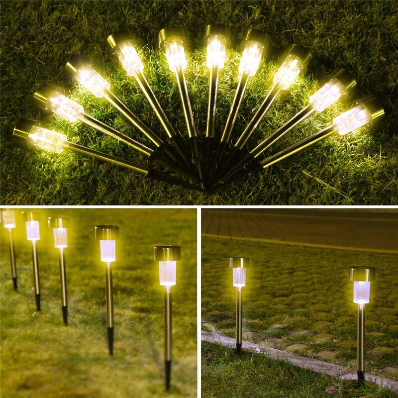 24ks Led Solárne Svietidlo Na Trávnik Z Nehrdzavejúcej Ocele Vodotesné Záhradné Krajinné Pre Domáce Pouličné Dekorácie