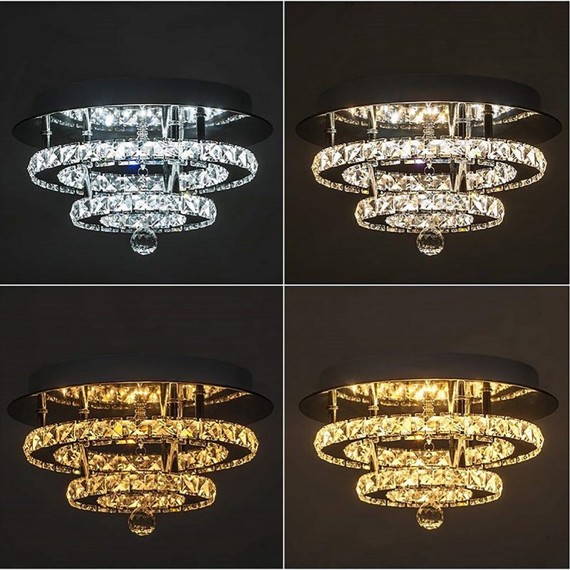 24w/48w Krištáľový Luster S Plynulou Stmievacou Led Diódou S Okrúhlym Stropným Svietidlom S Diaľkovým Ovládaním Dekor Ac100-240v