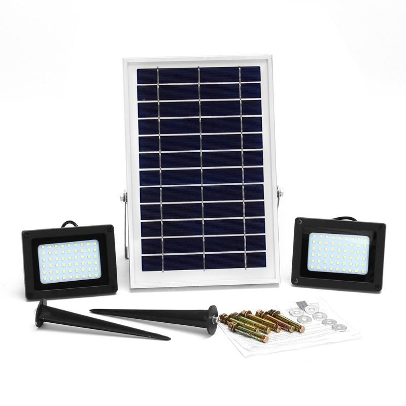 2ks 5w 54 Led Záplavových Svetiel S 1 Solárnym Panelom Vodotesný Svetelný Senzor Solárne Svetlo