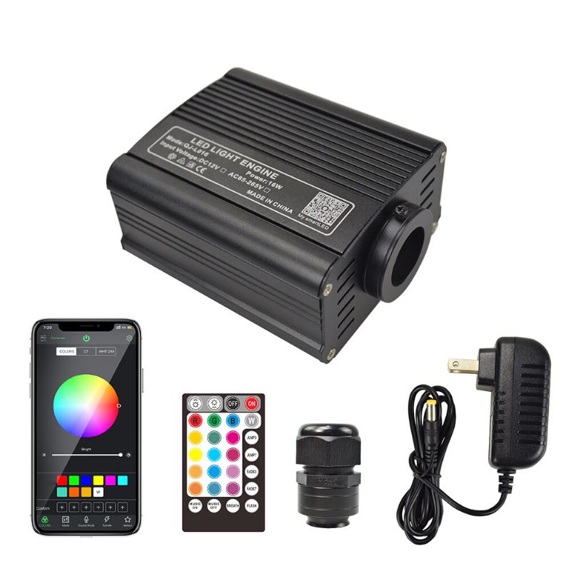 2m 16w Rgb Led Svetelný Motor 24-kľúčové Rf Diaľkové Svetlo Z Optických Vlákien Led S Káblom Z Pmma Na Stropnú Dekoráciu