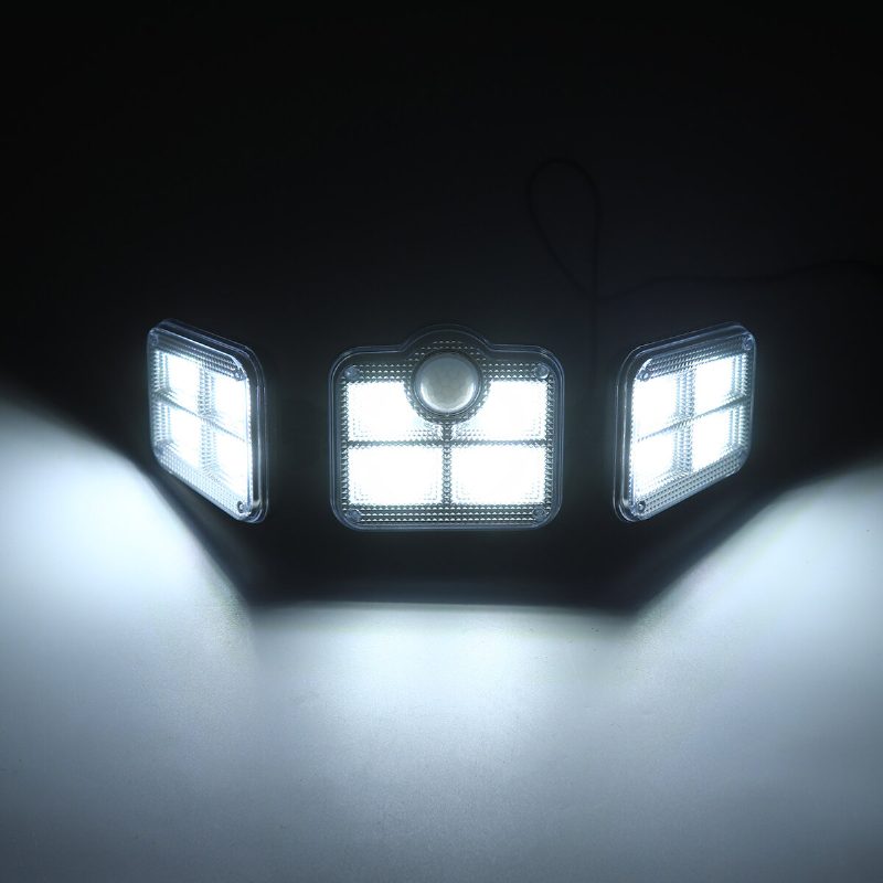 3-hlavové Solárne Nástenné Svetlo Pohybový Senzor Vonkajšia Záhradná Pouličná Lampa + Diaľkové Ovládanie