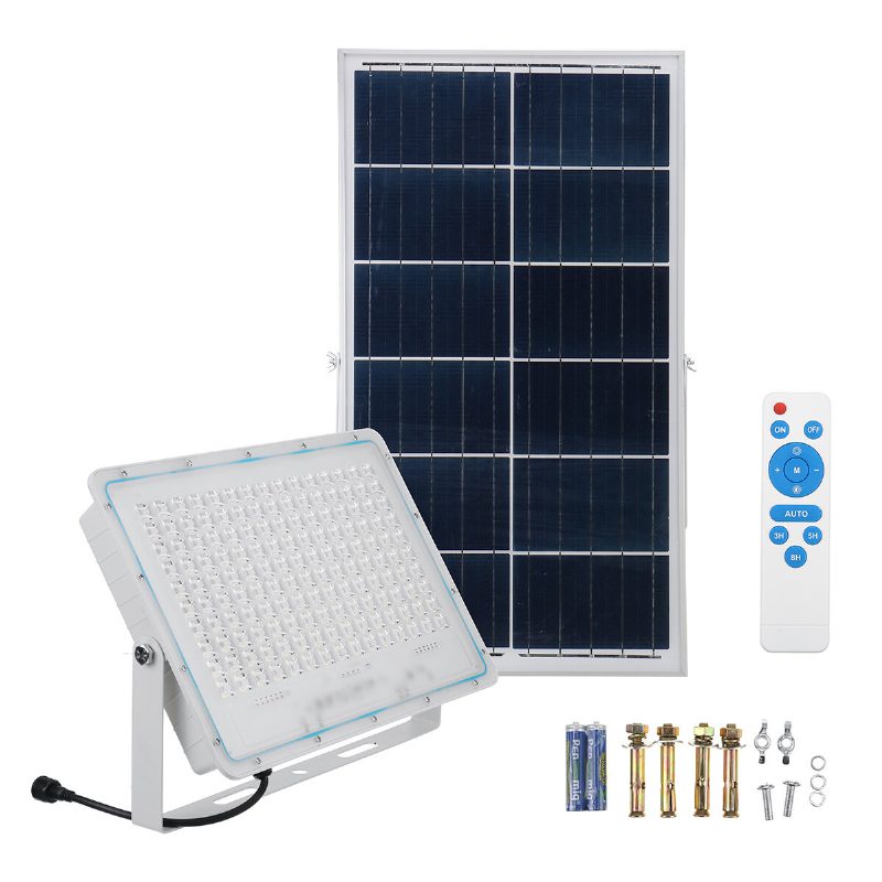 300w 300led 5000lm Solárne Napájané Svetlo Na Diaľkové Ovládanie Svetelný Senzor Časovanie Vonkajšie Vodotesné Ip65