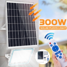 300w 300led 5000lm Solárne Napájané Svetlo Na Diaľkové Ovládanie Svetelný Senzor Časovanie Vonkajšie Vodotesné Ip65
