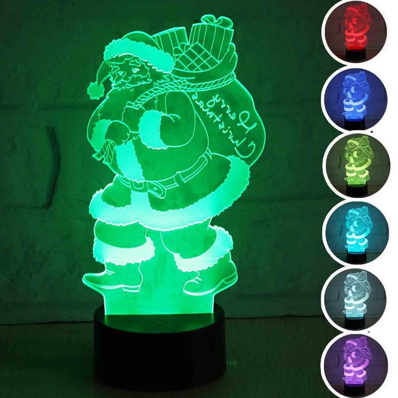 3d Led Farebné Vianočné Santa Claus Dotykové Ovládanie Lampy Dekor Darčekové Nočné Svetlo
