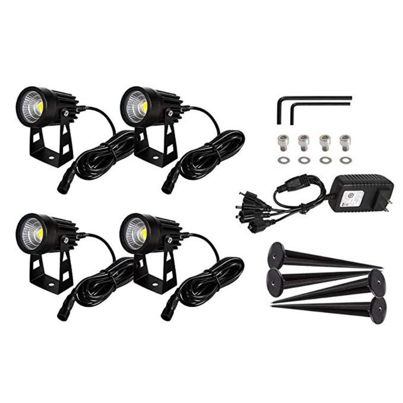4v1 Cob Led Vonkajšie Bodové Svetlo Na Krajinu Ac85-265v Vodotesné Pre Trávnikový Chodník
