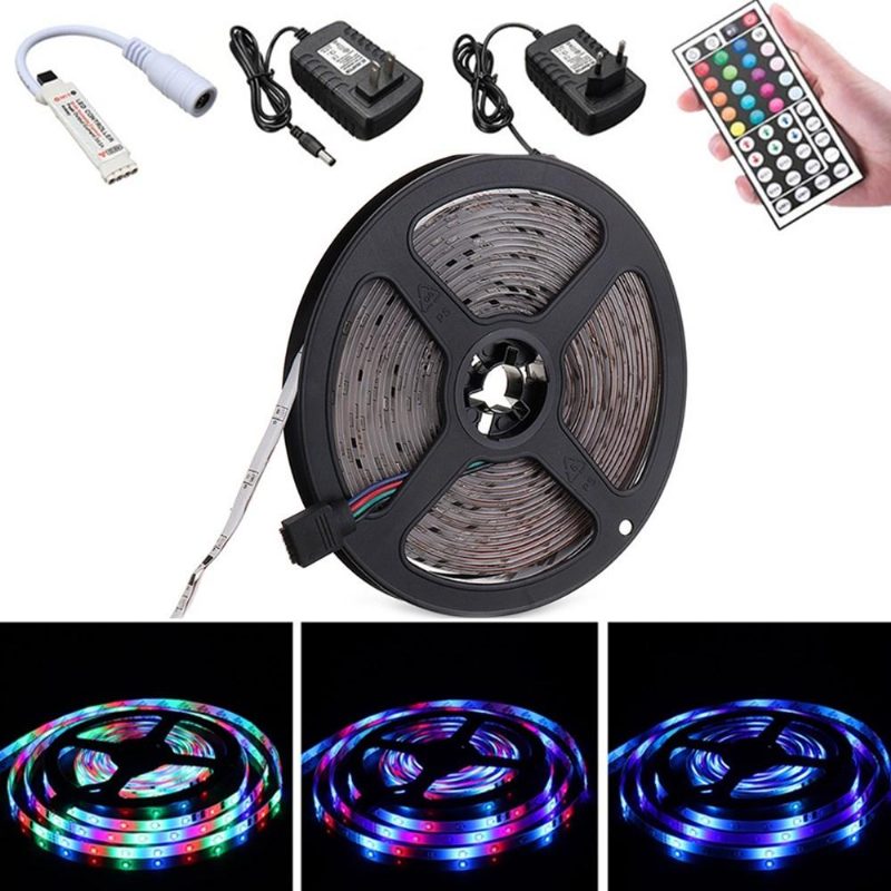 5m 3528 Vodotesný Rgb Flexibilný Pásik Led + Ir Ovládač + Diaľkové Ovládanie So 44 Kľúčmi + Zástrčka Eú Us