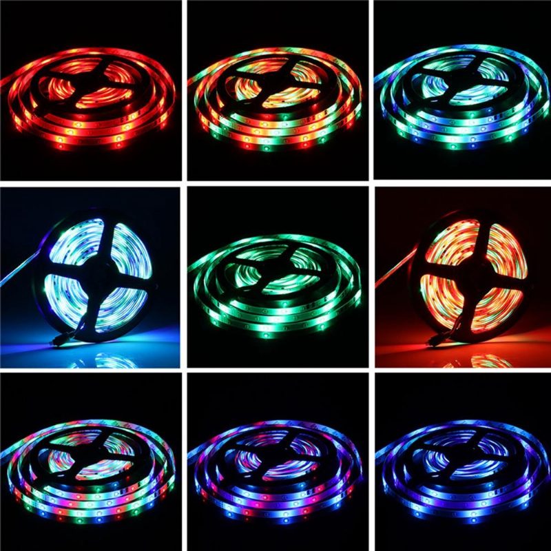 5m 3528 Vodotesný Rgb Flexibilný Pásik Led + Ir Ovládač + Diaľkové Ovládanie So 44 Kľúčmi + Zástrčka Eú Us