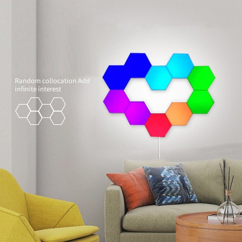 6ks/10ks Rgb Farebné Honeycomb Light Touch Šesťhranné Nástenné Svetlo Quantum Spálňa Obývacia Izba Nočná Lampa