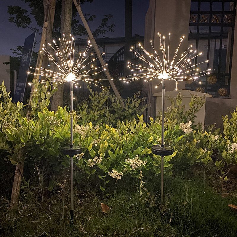 8 Režimov 90/200/120 Led Solárna Lampa Na Trávnik Medený Drôt Ohňostrojová Záhradná Dekorácia Vonkajšie Solárne Svetlá Vodotesné