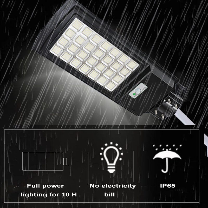 800w 1000w Solárny Panel Led Pouličné Svetlo Vodotesný Pir Snímač Pohybu Nástenná Lampa + Diaľkové Ovládanie