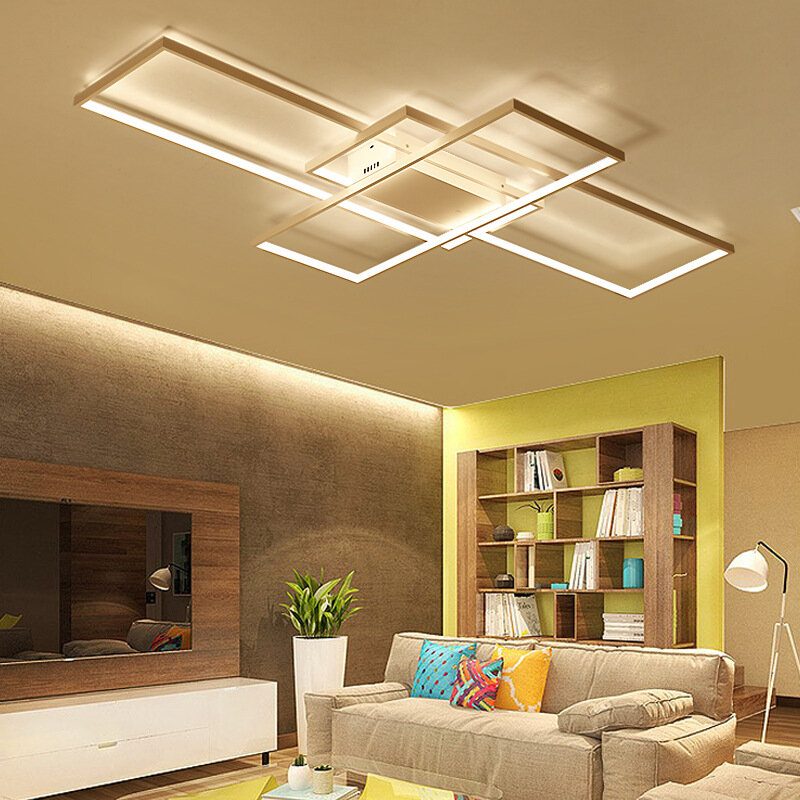 Ac110-120v Moderný Minimalistický Severský Štýl Obdĺžnikové Stropné Led Svietidlo Spálňa Obývacia Izba Jedáleň Stropná Lampa Biela/čierna Škrupina Teplé Svetlo/biele Svetlo/plynulé Stmievanie