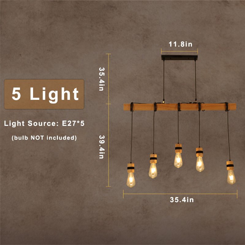 Ac85-265v Priemyselné Drevené E27 Závesné Svietidlo Stropné Lustre Svietidlá Bez Žiarovky