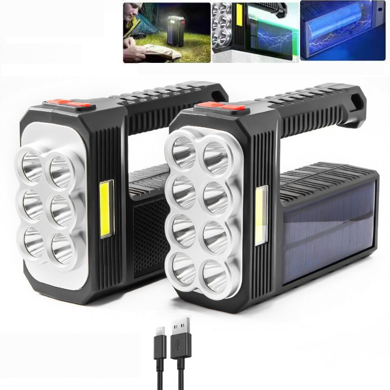 Bikight 8led+cob 4režimy Super Jasné Prenosné Solárne Svietidlo Usb Nabíjateľný Indikátor Napájania Vyhľadávacie Svetlo Vodotesný Silný Reflektor
