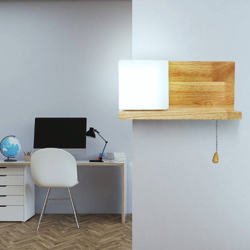 Drevená Biela Led Lampa Schodisko Hotel Záhrada Spálňa Nočné Osvetlenie Dekorácia Na Stenu