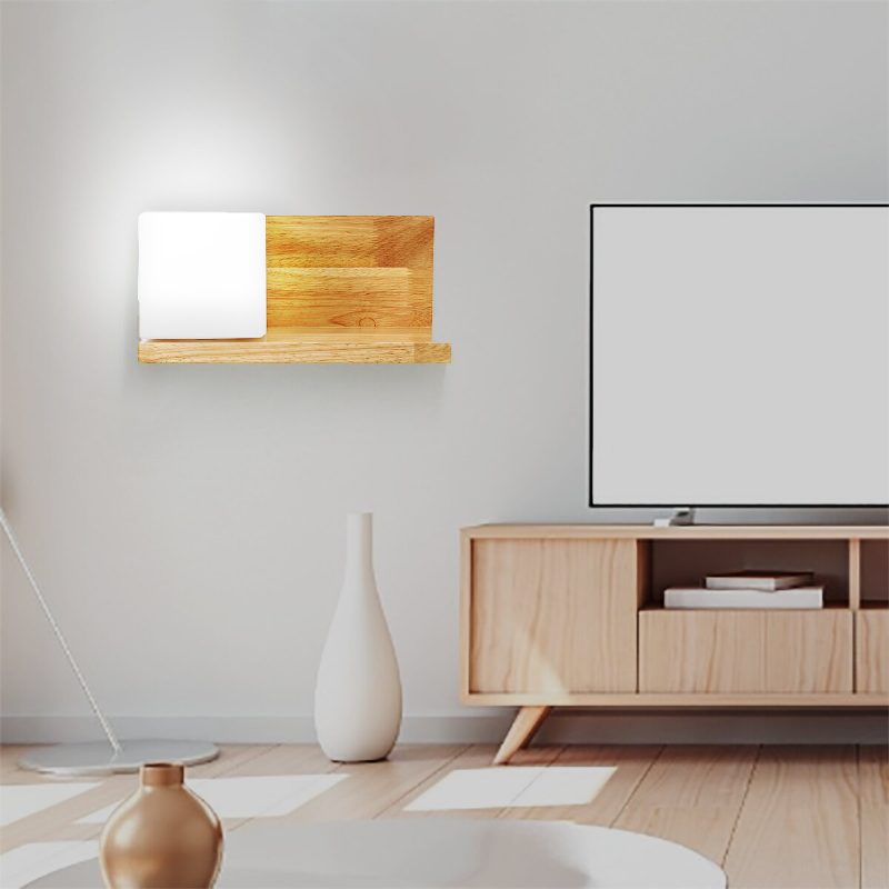 Drevená Biela Led Lampa Schodisko Hotel Záhrada Spálňa Nočné Osvetlenie Dekorácia Na Stenu