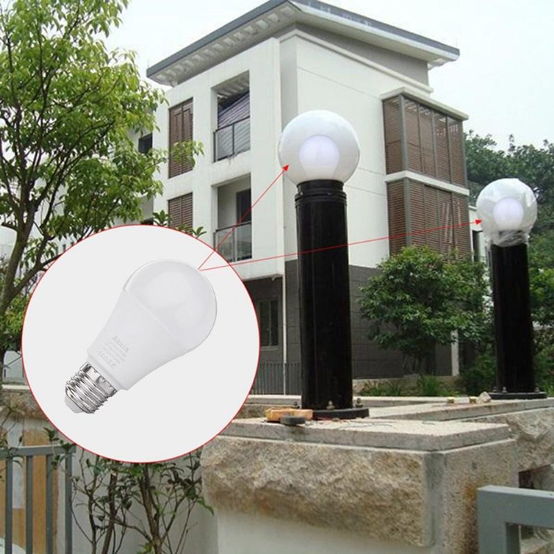 E27 A60 9w 620lm Teplá Biela Čisto Súmrak Led Snímač Globe Žiarovka Ac100-240v