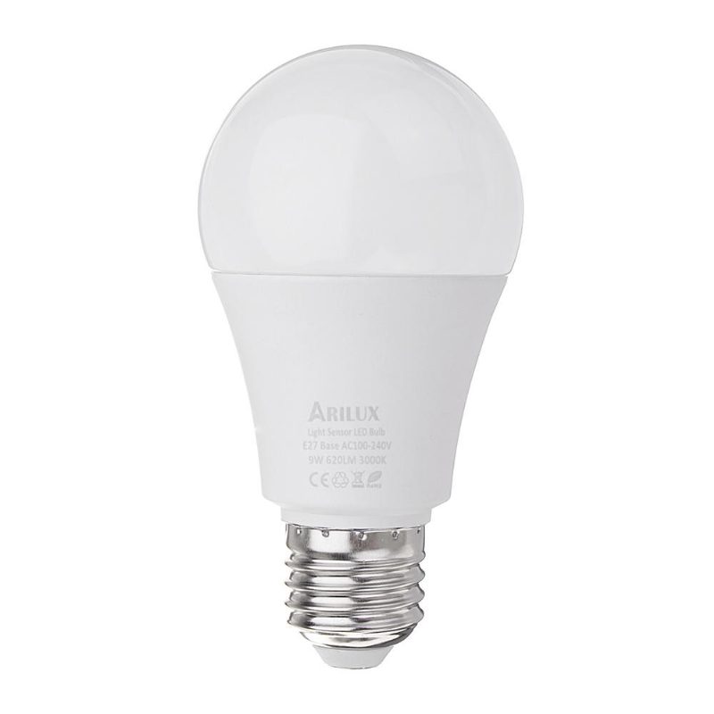 E27 A60 9w 620lm Teplá Biela Čisto Súmrak Led Snímač Globe Žiarovka Ac100-240v