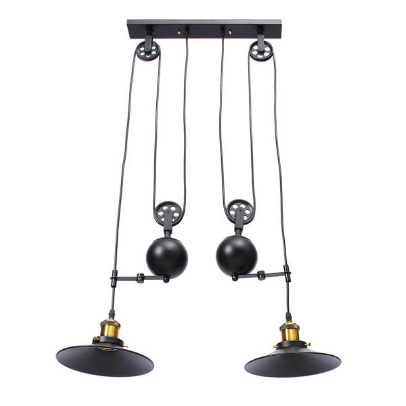 E27 Vintage Priemyselné Retro Závesné Stropné Svietidlo 2 Lustre Závesná Napínacia Lampa Ac110-240v