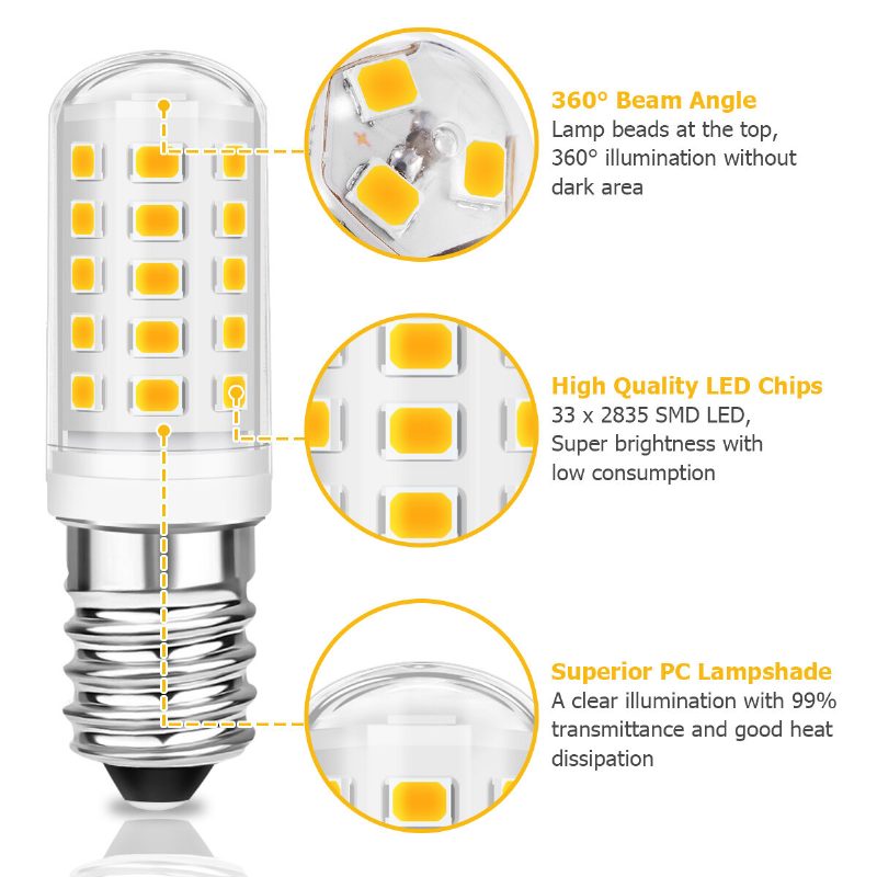 Kingso 5pcs Ac 230v 5w 3000k E14 Led Žiarovka V Kapsule 360° Osvetľovacia Lampa