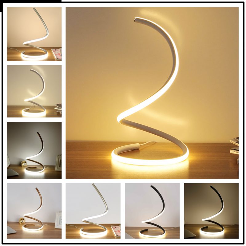 Moderná Špirálová Led Nočná Lampa Zakrivené Stolové Svetlo Stmievateľné Teplá Biela