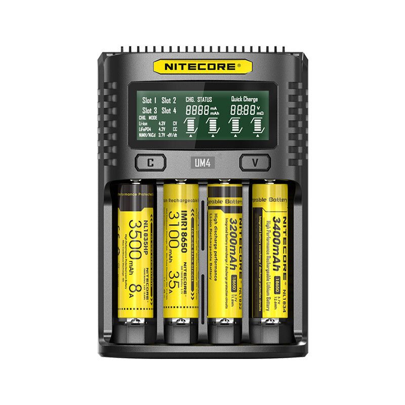 Nitecore Um4/um2 Lcd Displej S Lítiovou Nabíjačkou Batérií 4-slotové Usb Nabíjanie Inteligentná Rýchla Nabíjačka