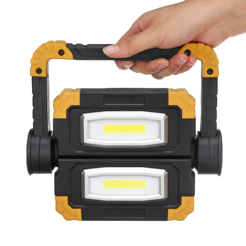 Nová Usb Nabíjateľná Vonkajšia Prenosná Pracovná Lampa Vyhľadávacie Svetlo Dvojhlavé Cob Kempingové Protipádové Táborové