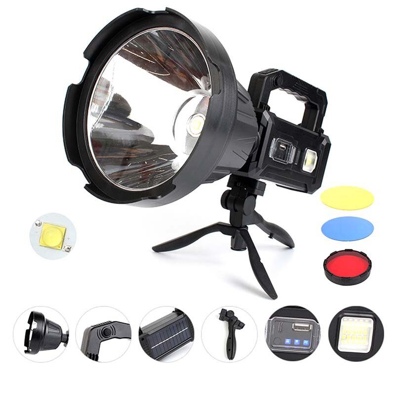P50/p70/p90 Led Baterka 5500-7000k Super Jasný 6 Režimov Typ-c Sloar Dobíjacie Vodotesné Solárne Prenosné Svetlo S Dlhým Dosahom Na Kemping