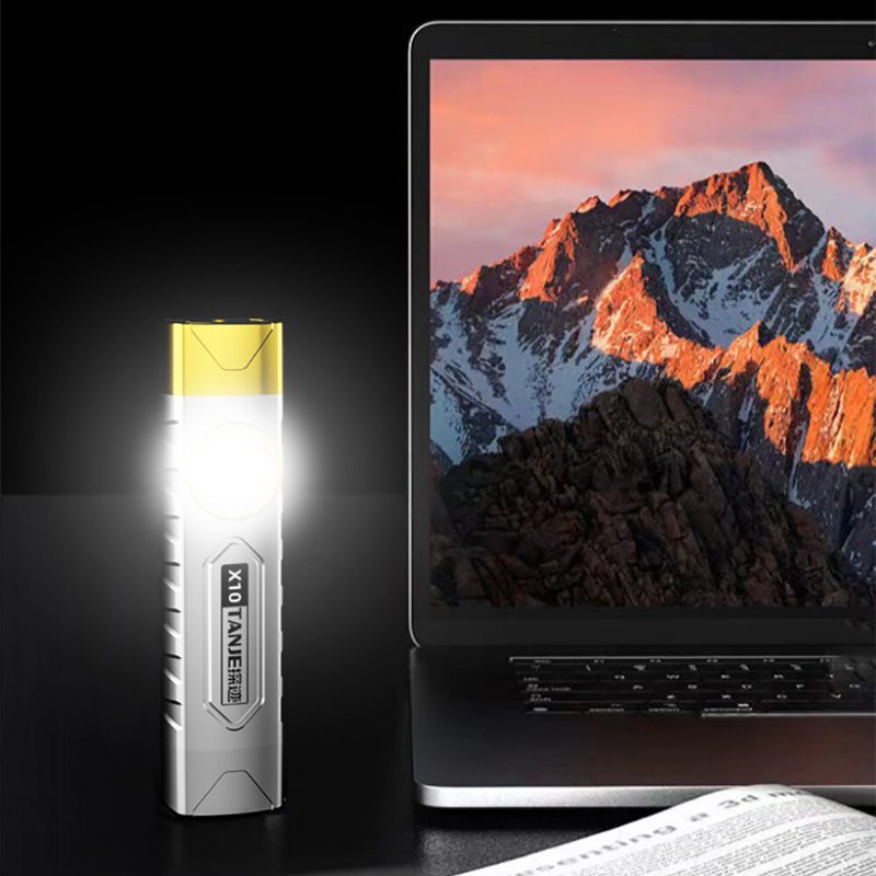Tanje X10 T8 2000mah Usb Nabíjateľná Led Baterka S Jasným Cob Bočným Svetlom Ipx6 Vodotesná Prenosná Led S Podporou Klipu