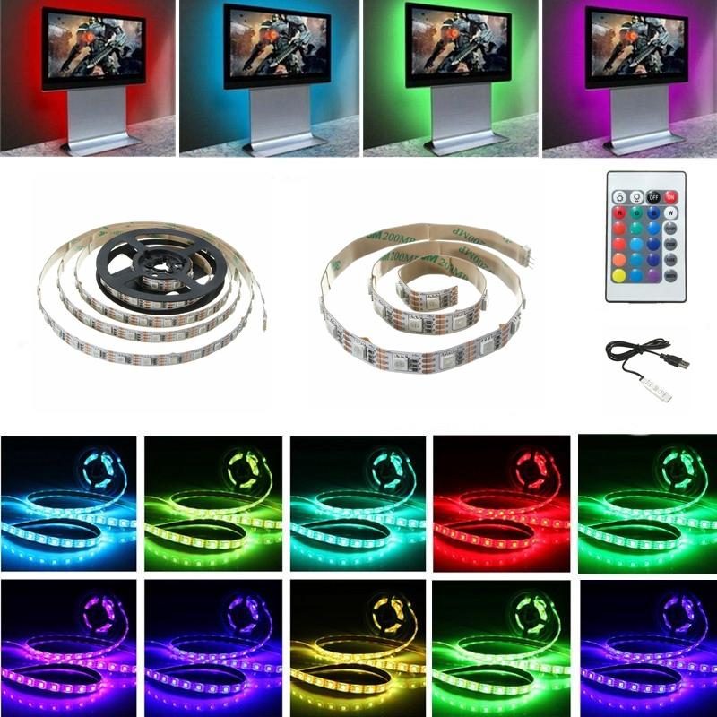 Usb Dc5v Smd5050 Rgb Led Biela Páska Na Tv Pásik S Diaľkovým Ovládačom Nevodotesný