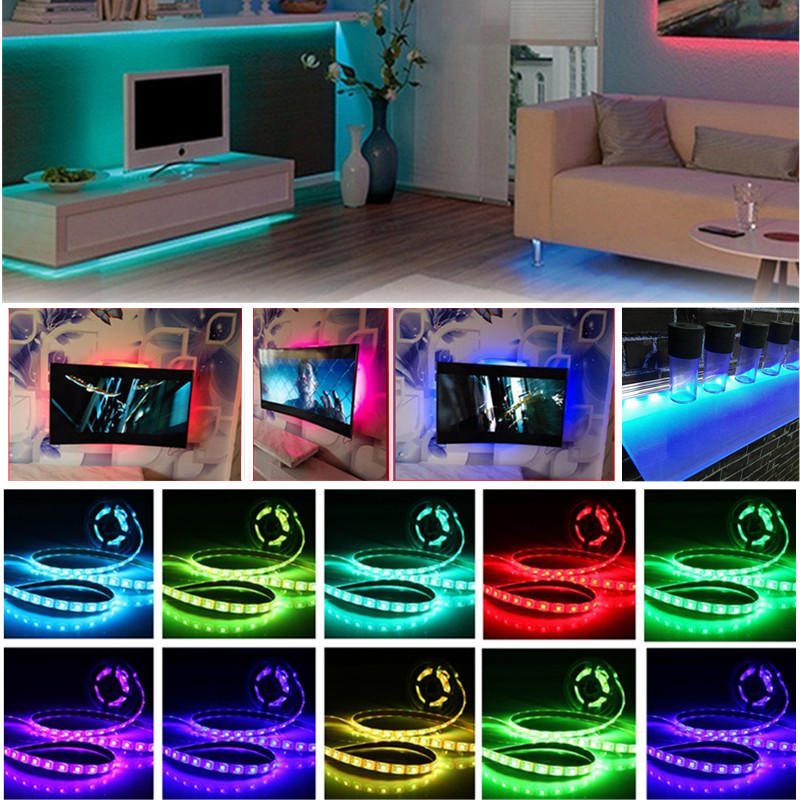 Usb Dc5v Smd5050 Rgb Led Biela Páska Na Tv Pásik S Diaľkovým Ovládačom Nevodotesný