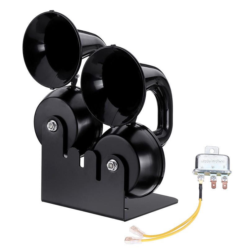 12v 130hz 126db/130db Single/double Slimák Air Horn Koleno Píšťalka Čierna Zliatina Pre Nákladné Autá