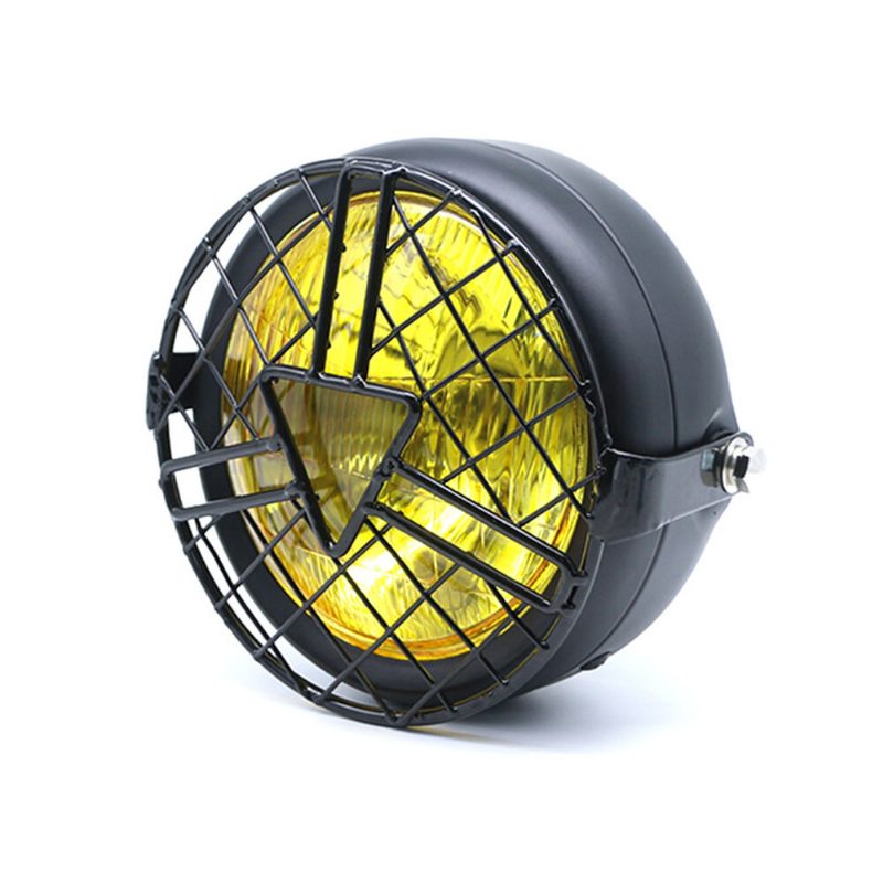 12v 35w 6.3-palcové Univerzálne Motocyklové Svetlomety Namontujte Mriežku Hlavného Svetlometu Žltý/biely Kryt Retro Vintage Držiak